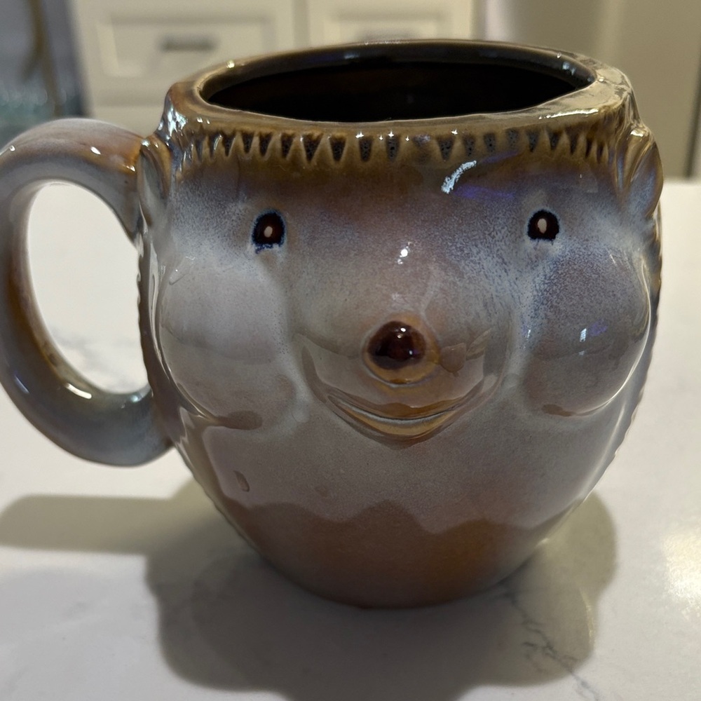 Gibson Brown Gradient Ceramic Animal Face Mug. Hedgehog! - Picture 5 of 5